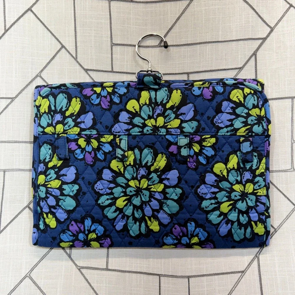 Vera Bradley Hanging Jewelry Organizer OS Blue Floral Night & Day Quilted Travel